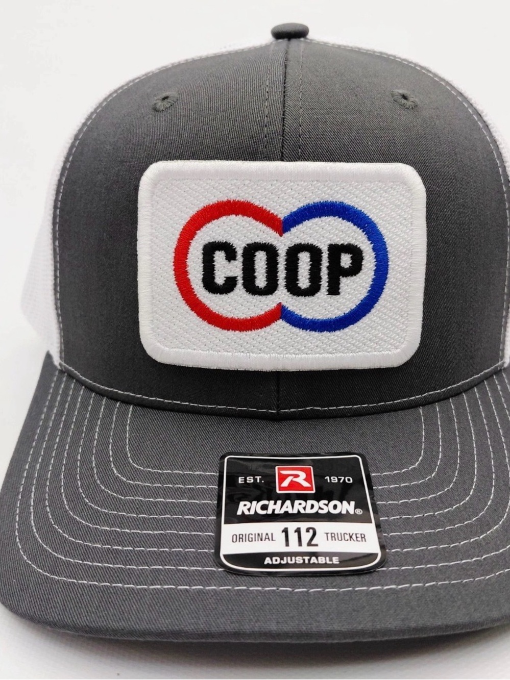 CO-OP Farm Ranch Embroidered Patch Richardson 112 Hat Cap Gray